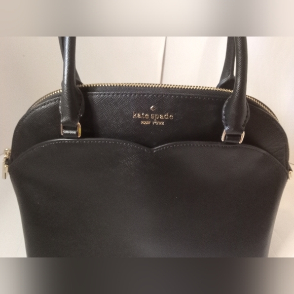 Kate Spade Payton Medium Dome Satchel Handbag Women's Bag Heart Black Leather - Picture 7 of 8